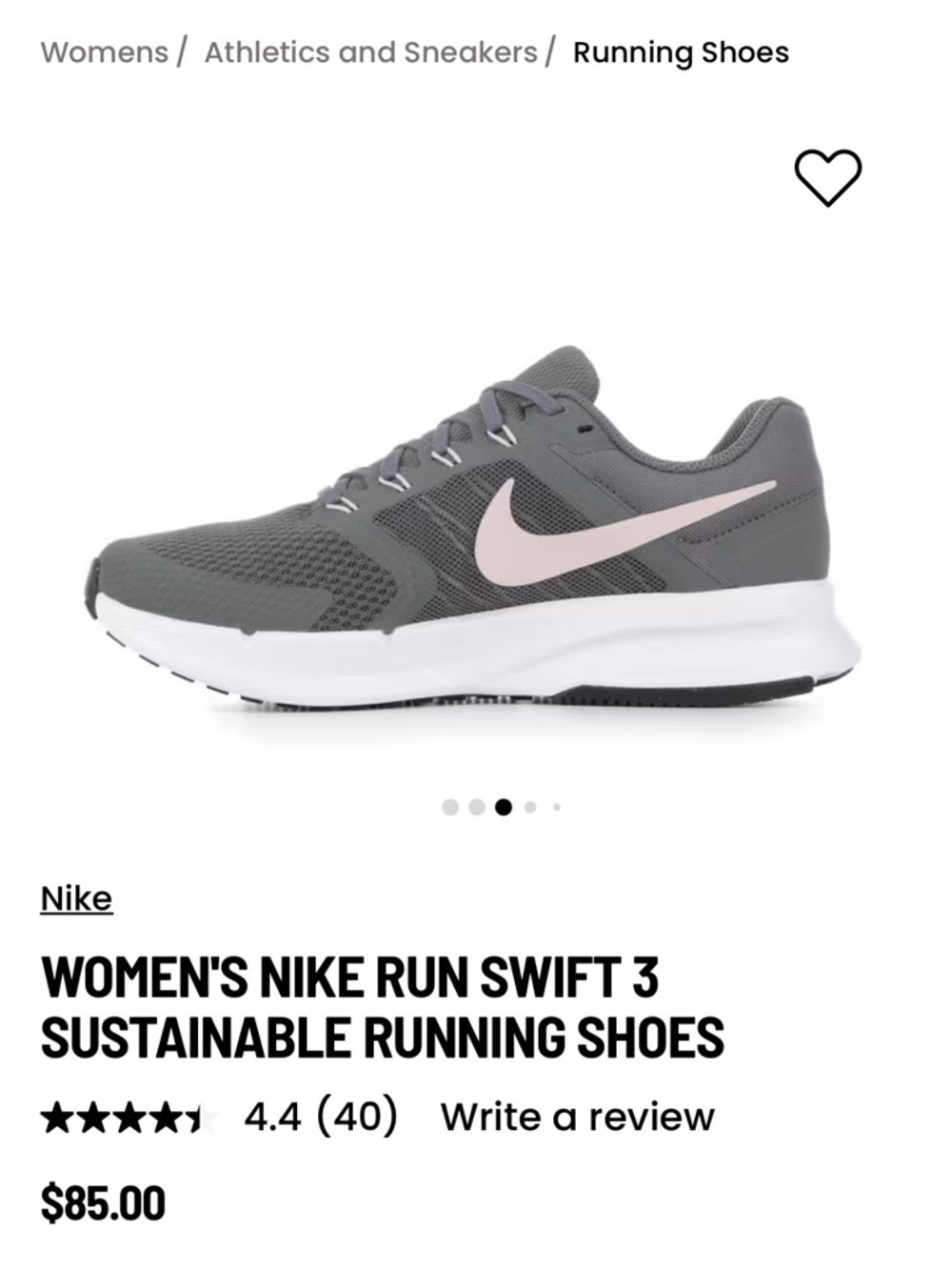 Nike Women's Running Shoes in Gray and Light Pink - Picture 2 of 8